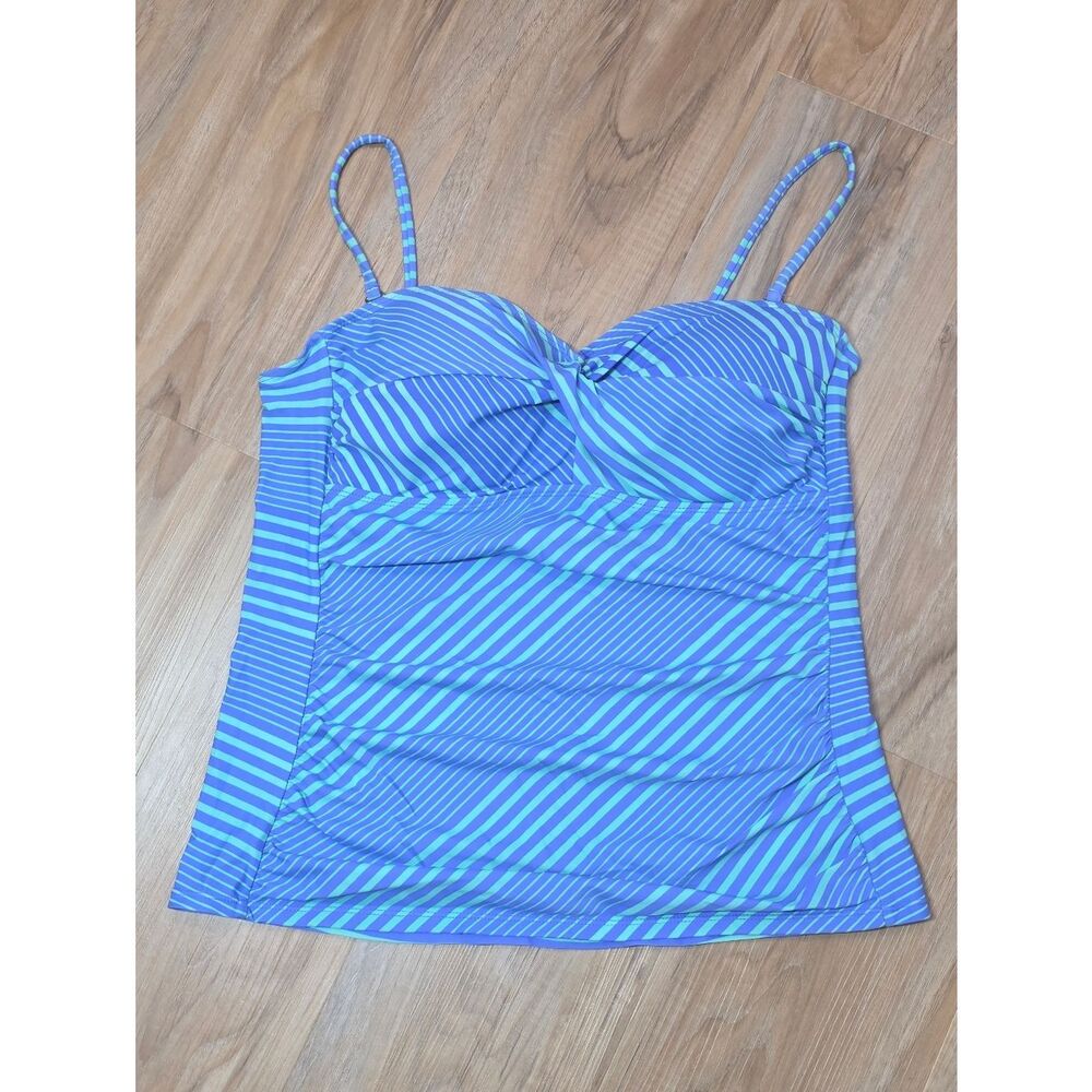 🔺️Collections by Catalina Blissful Blue Aqua & Blue Striped Tankini Top Large
